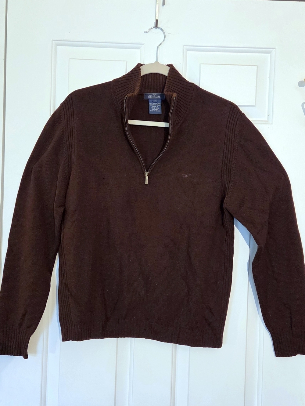 Façonnable Quarter-zip Brown 100% Merino Wool Sweater